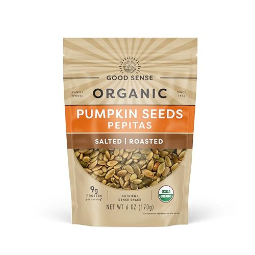 Good Sense Roasted Salted Organic Pumpkin Seeds 6 Ounce