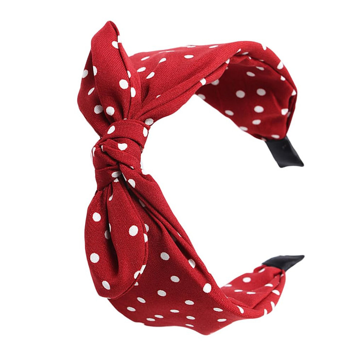 Qunson Women S Red Polka Dot Pin Up Bow On Headband Hair Band B