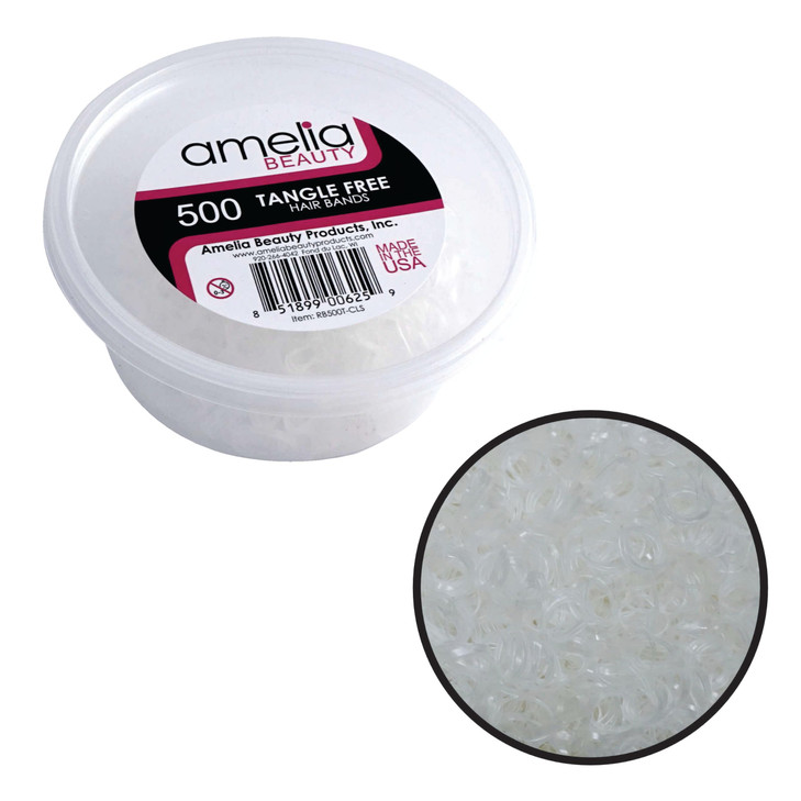 Amelia Beauty 500 Clear Elastic Tangle Free Ponytail Holders 1 Per 2 Inch Us Made Hair Ties For Ponies Braids And Twists No Snag Pain Free