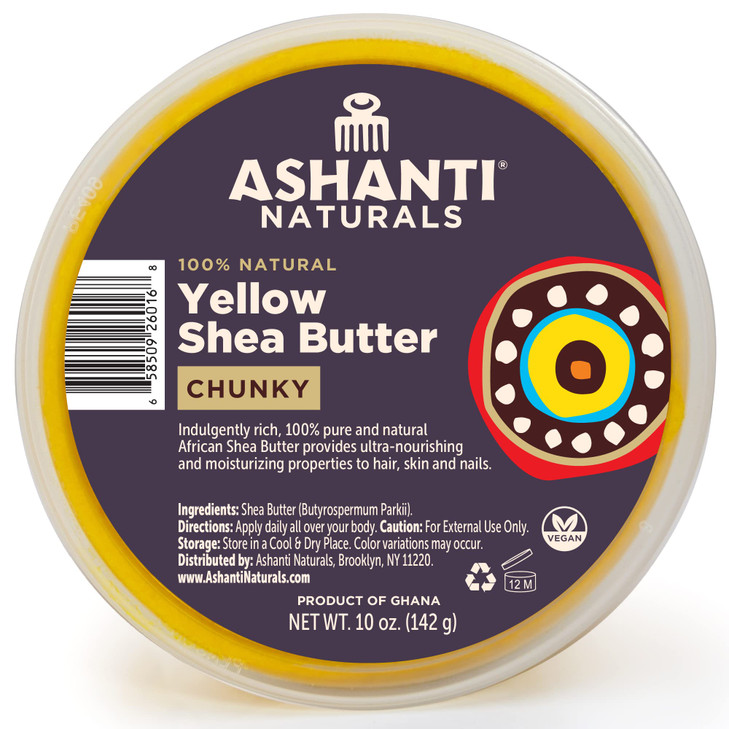 Ashanti Naturals Yellow Chunky Raw Shea Butter | Unrefined African Shea Butter from Ghana | 100% Natural Moisturizer, No Additives, Moisturizing, Nou