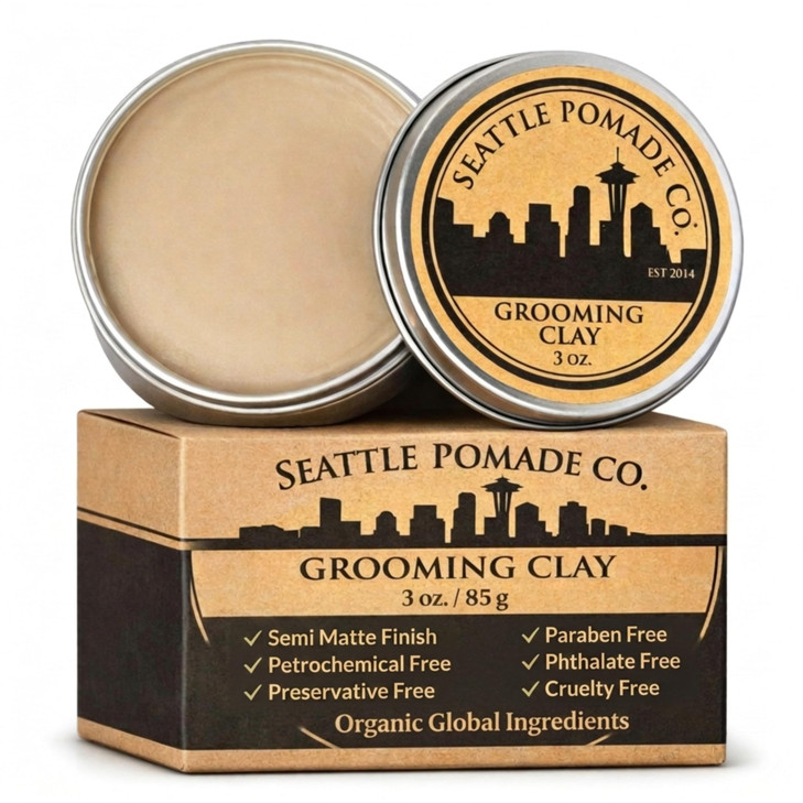 Seattle Pomade Co. Grooming Clay For Hair Usda Certified With Organic Essential Oils Beeswax Based.
