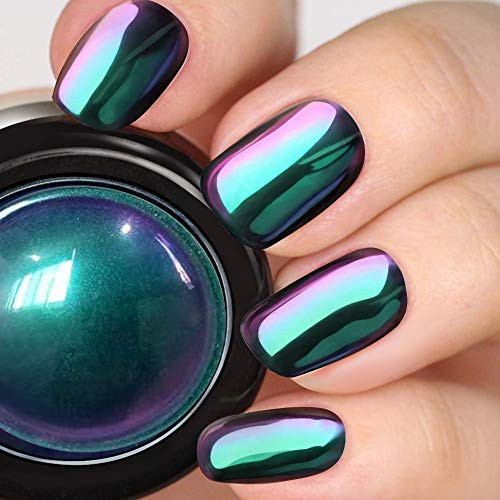 Pretty Diva Chameleon Chrome Nail Powder - Color Shifting Indigo Chrome Nail Powder with Multi Chrome Powders Mirror Effect, Magic Chameleon Mica Chr