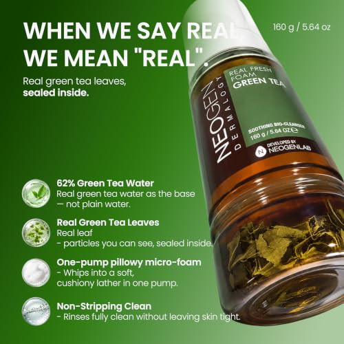 Neogen Dermalogy Real Fresh Foam Green Tea Facial Cleanser 5.64 Oz 160G