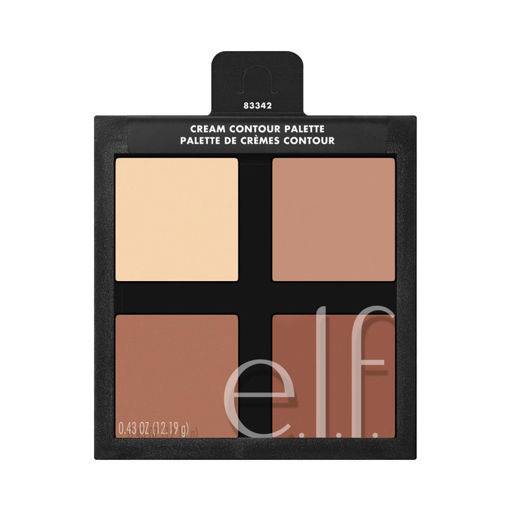 E.L.F. Cream Contour Palette 4 Shades Easy To Apply Blendable Buildable Highlights Contours Sculpts Sharpens Bronzes Compact All Day Wear