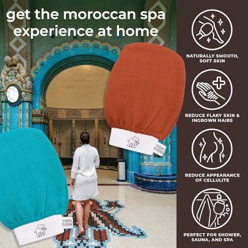 Natural Elephant Exfoliating Hammam Glove Authentic Moroccan Kessa Body Scrub Mitt For Spa Quality Skin Renewal Pure Black Single