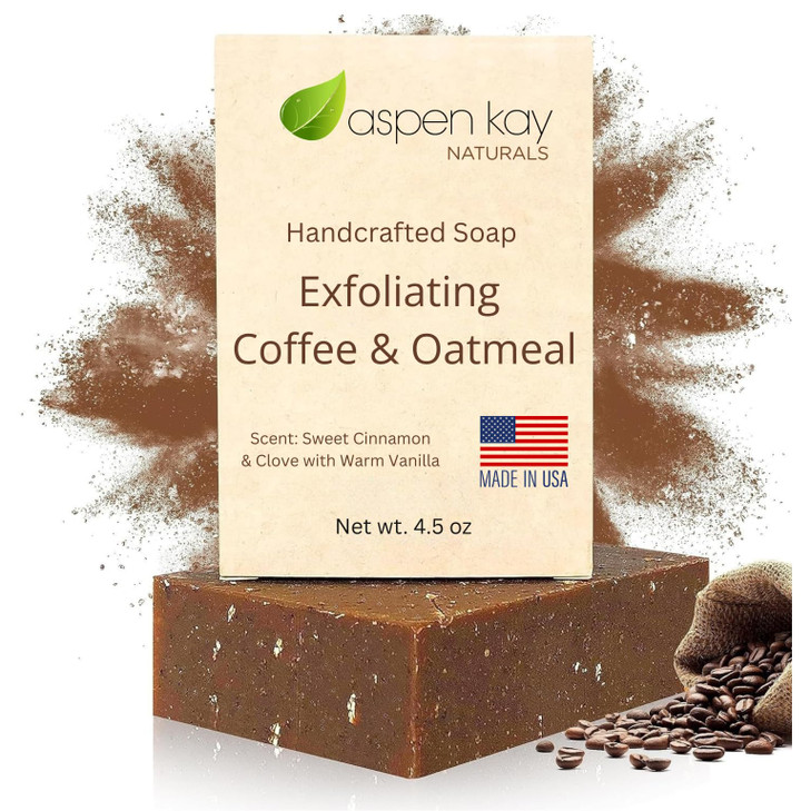 Coffee And Oatmeal Exfoliating Soap Natural And Organic Coffee Scrub. 4.5 Oz