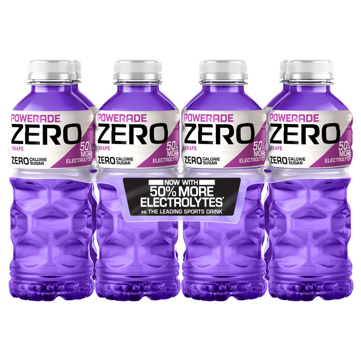 Powerade Zero Sugar Sports Drink Grape Electrolytes 20 Oz 8 Pk