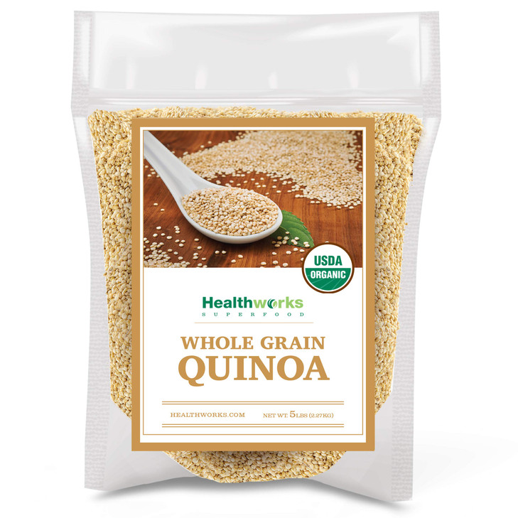 Healthworks Superfoods Organic White Quinoa 5 Lbs Whole Grain Vegan Non Gmo