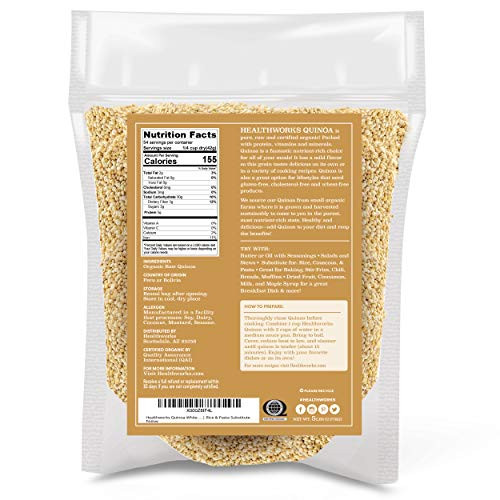 Healthworks Superfoods Organic White Quinoa 5 Lbs Whole Grain Vegan Non Gmo