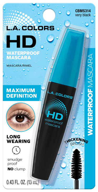 L.A. Colors Hd Waterproof Mascara Very Black Carded Cbms314