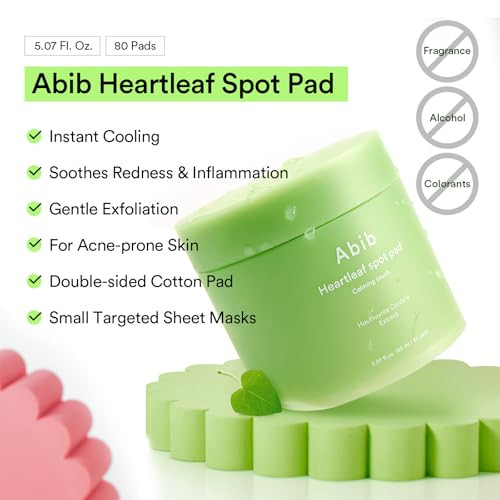 Abib Heartleaf Spot Pad Calming Touch 80Pads 5.07 Fl.Oz. Korean Acne Soothing Toner Pads For Face Cleansing Disposable Exfoliant Skin Care