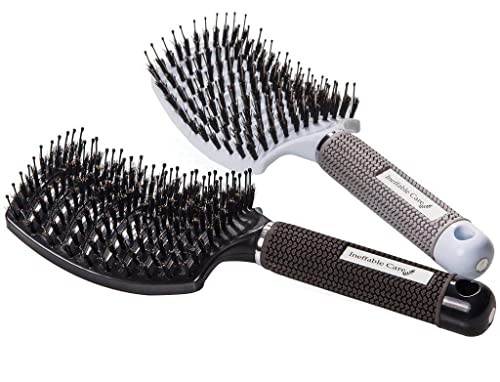 Boar Bristle Hair Brush Set Curved And Vented For Wet And Dry Detangling Hair Brush For Women Long Thick Thin Curly And Tangled Hair Vent