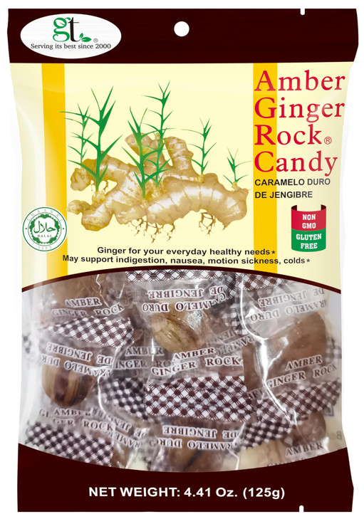 Gt Amber Ginger Rock Candy 4.41 Ounce Bag 4 Pack