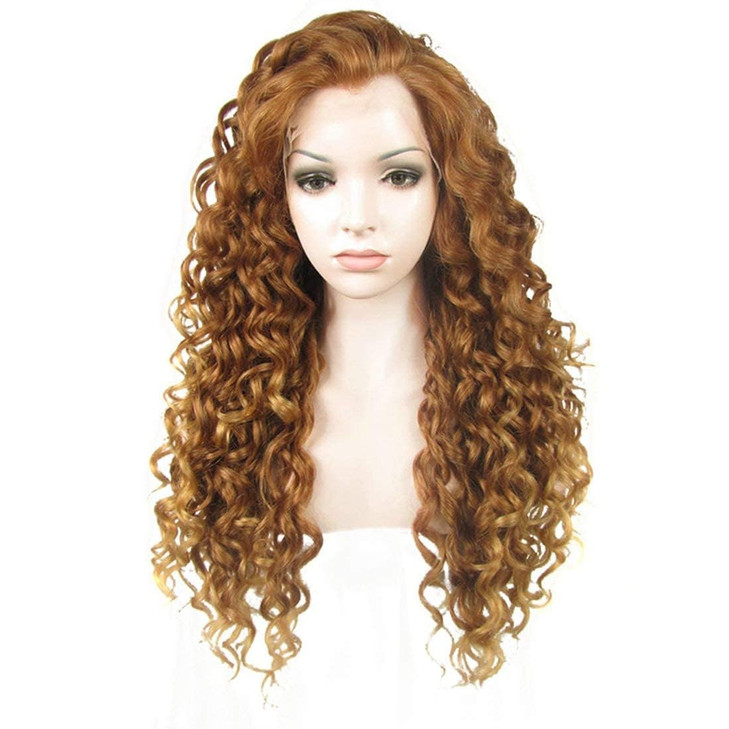 Ebingoo Brown Blonde Lace Front Wig For Women Plus Wig Cap Honey Blonde Wig Lace Front Blonde Curly Wig Blonde Curly Lace Front Wig
