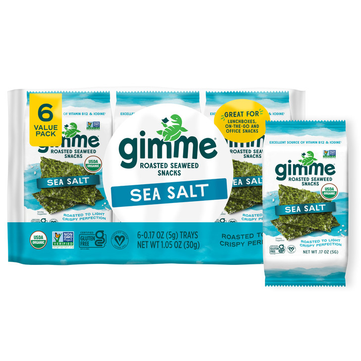 Gimme Seaweed Organic Premium Roasted Seaweed Snack Sea Salt .17Oz 6 Ct