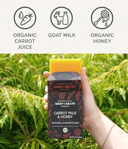 Chagrin Valey Carrot Milk And Honey Shampoo Bar For Normal To Dry Hair 5.6 Oz Organic Hair Care With Honey Carrot Oil And Shea Butter Frizz