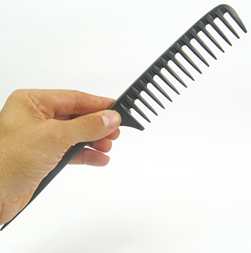 Carbon Wide Tooth Rake Comb With Tail Child Friendly Detangler Natural Curl And Beach Wave Comb Texture Styler In Shower And Static Free