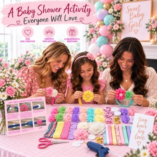 Bowtique Emilee Springtime Pastels Diy Baby Shower Headband Kit Makes 30 Headbands Includes 35 Flowers 15 Yards Of Elastic Felt Circles