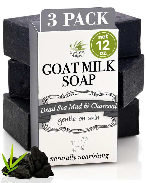 Southern Natural Activated Charcoal Soap Bar For Face And Body 3 Pack