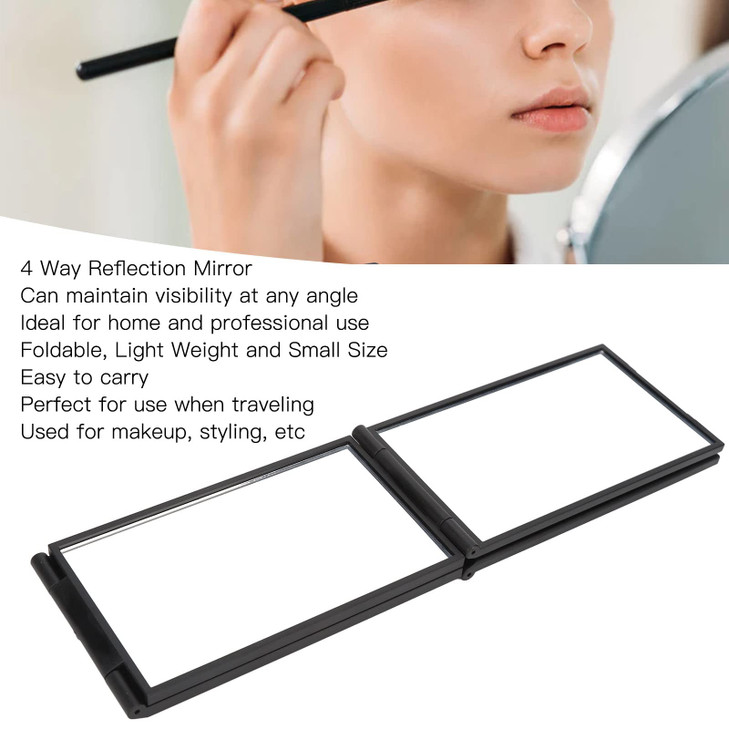 Brrnoo 4 Way Mirror, 360 Degree Handheld Desktop 4 Panel Mirror for Hair Cutting Styling, Sided Self Haircut for Home and Salon
