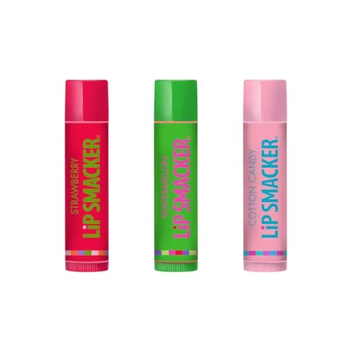 Lip Smackers Flavored Lip Balm Original And Best Moisturizing Soothing Trio Strawberry Watermelon And Cotton Candy