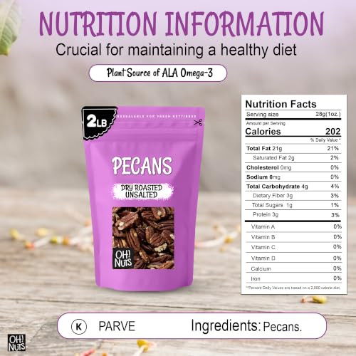 Oh Nuts Pecans Halves Dry Roasted Unsalted Pecan Halves And Pieces 2 Lb