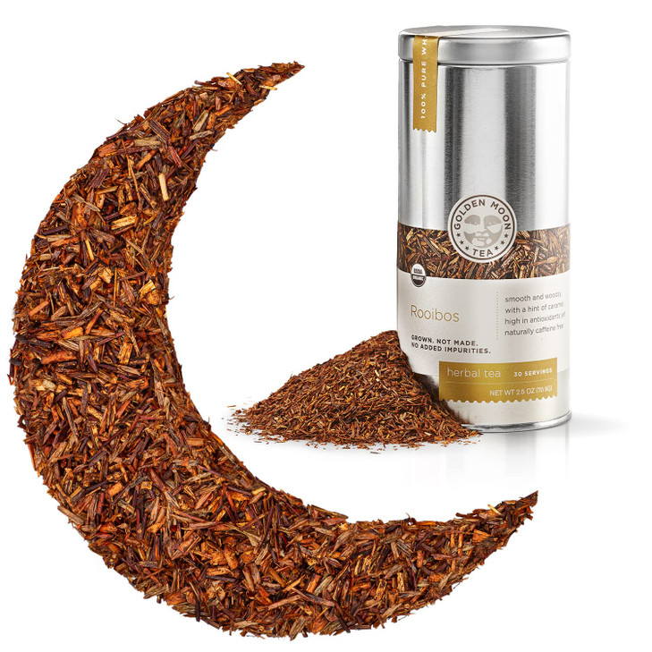 Golden Moon Organic Rooibos Tea Travel Tin 30 Servings Caffeine Free