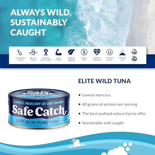 Safe Catch Canned Tuna Fish Wild Caught 5Oz Can 12 Pack