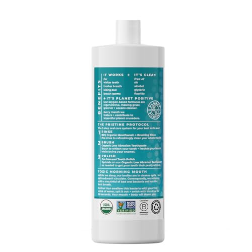 Essential Oxygen Certified Br Organic Brushing Rinse All Natural Mouthwash For Whiter Teeth Fresher Breath And Happier Gums Alcohol Free