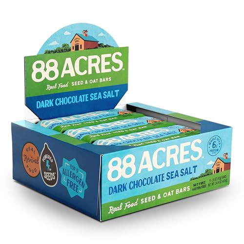 88 Acres Dark Chocolate Sea Salt Seed Bars 1.6 Ounce 9 Pack
