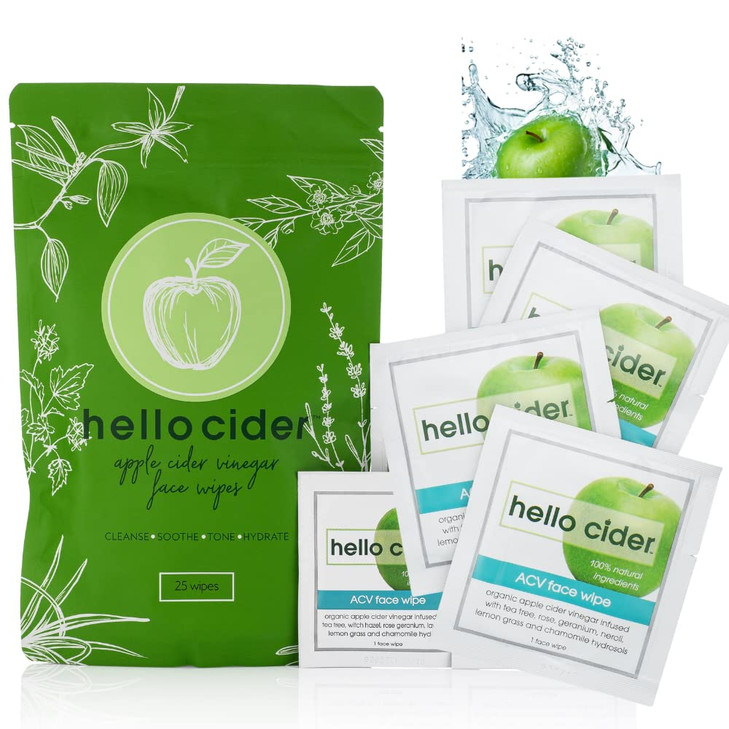 Apple Cider Vinegar Acne Face Wipes Organic Teatree Rose Chamomile Witch Hazel.Oil Free. Reduce Blemish And Acne. Dry Normal Sensitive Skin.
