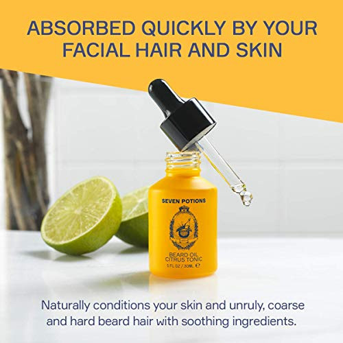 Seven Potions Natural Beard Oil For Men 1 Fl Oz 30Ml Fresh And Citrus Beard Softener And Conditioner Vegan Conditioning Oil That Helps