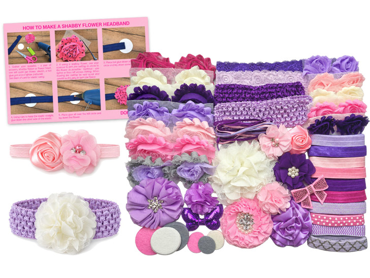 Bowtique Emilee Baby Shower Headband Kit Diy Headband Kit Makes Over 30 Headbands Purples And Pinks