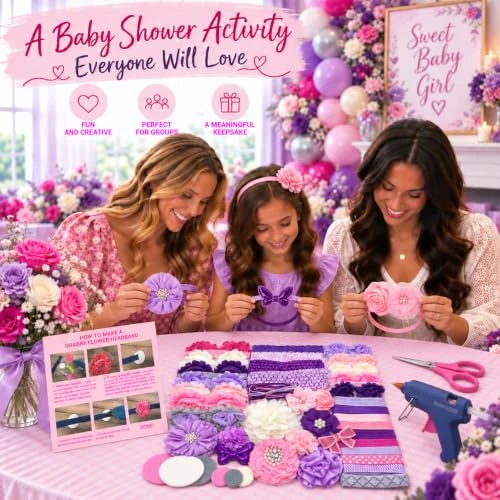 Bowtique Emilee Baby Shower Headband Kit Diy Headband Kit Makes Over 30 Headbands Purples And Pinks
