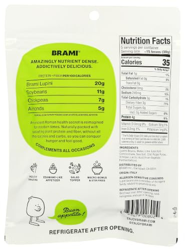 Brami Lupini Beans Snacks Chili And Lime 7G Plant Protein 0G Net Carbs Vegan Vegetarian Keto Plant Based Mediterranean Diet Healthy Snacks