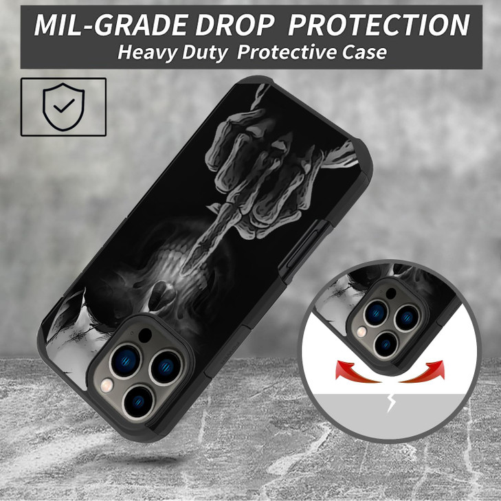 ZXHSBROK for iPhone 16 Pro Max Case, Heavy Duty Dual Layer Hybrid Hard PC & Soft Silicone Shockproof Drop Phone Protective Cover for iPhone 16 Pro Ma