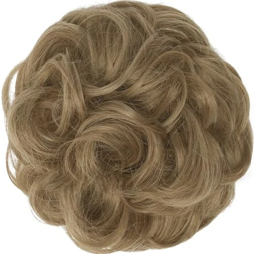 Feshfen Messy Bun Hair Piece Wavy Synthetic Chignon Scrunchies For Instant Volume Elastic Ponytail Bun Hair Extensions Thick Hairpieces For