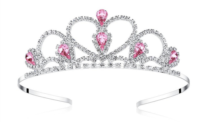 Lovelyshop Silver Rhinestone Princess Tiara For Girls Ages 5 8 Pink