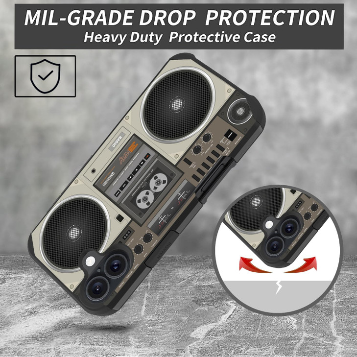 ZXHSBROK Designed for iPhone 16 Plus Case, Heavy Duty Dual Layer Hybrid Hard PC & Soft Silicone Shockproof Drop Phone Protective Cover for iPhone 16