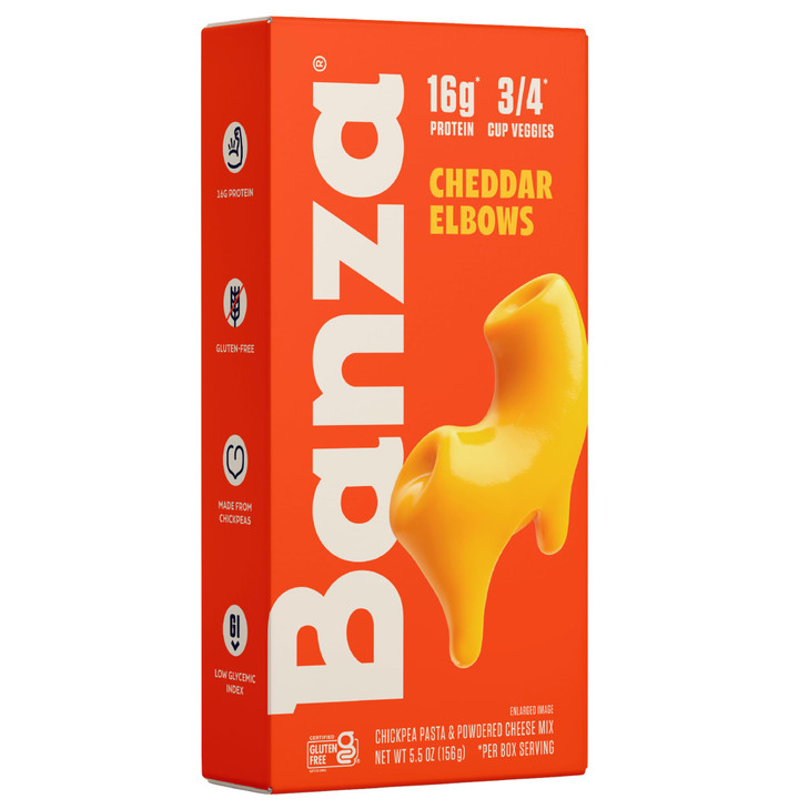 Banza Elbows And Classic Cheddar Mac And Cheese High Protein Gluten Free And Lower Carb Protein Mac And Cheese 5.5Oz
