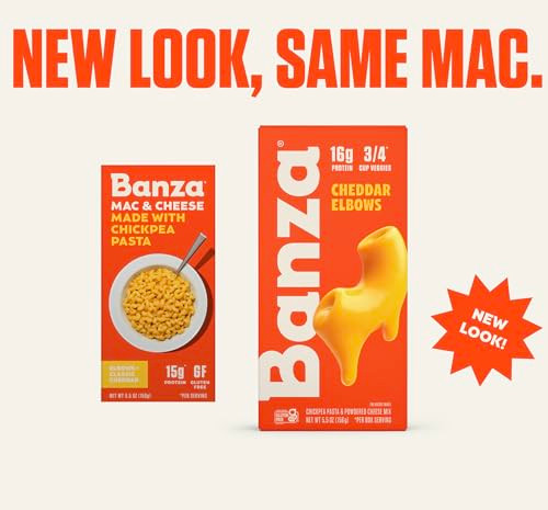 Banza Elbows And Classic Cheddar Mac And Cheese High Protein Gluten Free And Lower Carb Protein Mac And Cheese 5.5Oz