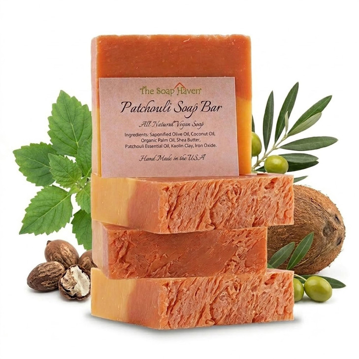 Patchouli Soap Bar 4 Large 4.5 Oz Bars 100 Percent Natural Handmade In Usa