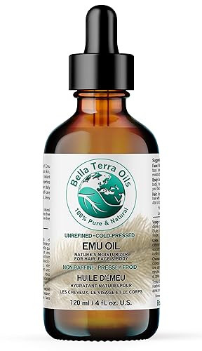 Bella Terra Oils Emu Oil 4 Oz Genuine Pure Australian Emu Infused With Linoleic And Oleic Acid Perfect Companion For Lustrous Skin