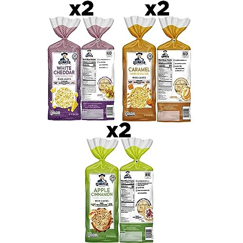 Quaker Large Rice Cakes Gluten Free 3 Flavor Variety Pack 6 Count