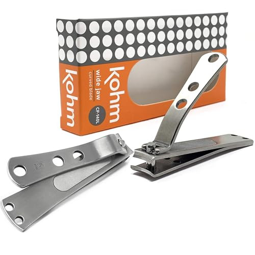 Kohm Curved Nail Clippers With Nail File In Build Heavy Duty Stainless Steel Toe Nail Nippers Tool For Men Women Seniors And Adults