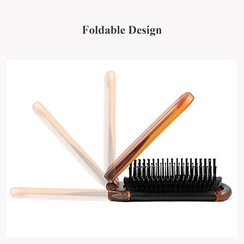 Travel Hair Brush For Women Mini Folding Hair Brush For Wet And Dry Ultrasoft Small Pocket Mirror Brush For All Hair Types