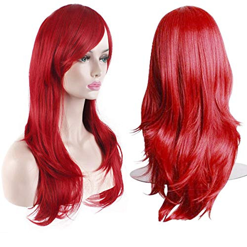 Akstore 28 Inch Fashion Wigs Long Wavy Curly Hair Cosplay Wig Red