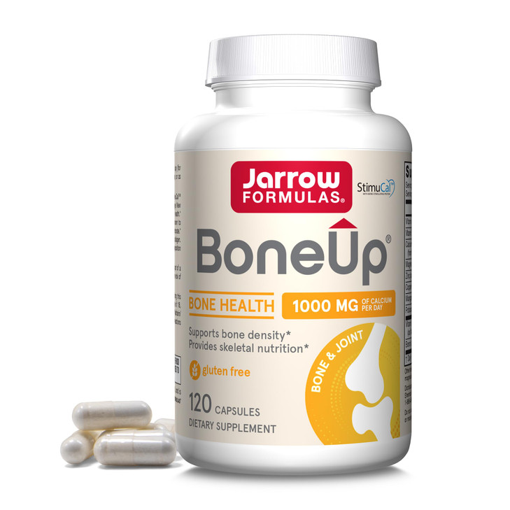 Jarrow Formulas BoneUp for Bone Density - Vitamin D3 and K2, Calcium Support, 120 Capsules, Provides Skeletal Nutrition, Up to 20 Days Supply