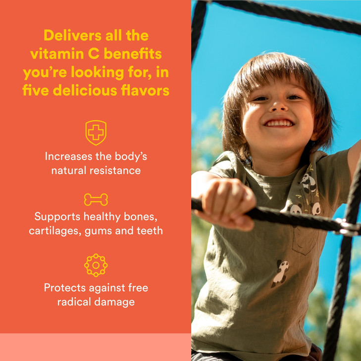 Natural Factors, Vitamin C 500 mg, Kids Chewable to Support Healthy Bones and Teeth, Tangy Orange, Vegan, Non-GMO, 90 wafers (90 servings)