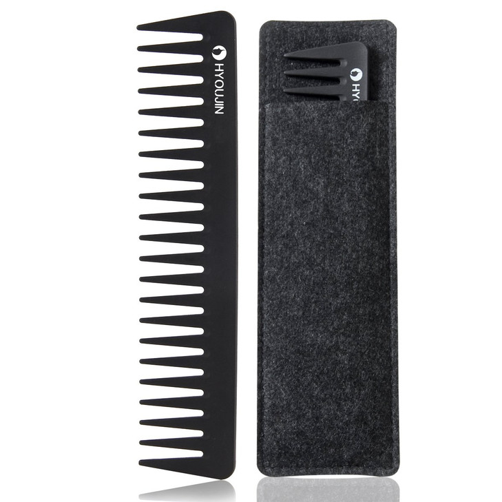 Hyoujin 601 Carbon Wide Tooth Comb Detangler Comb For Detangling Wet Hair